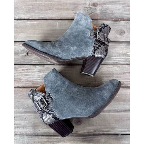 Vionic Naomi Womens Gray Suede Snake Print Heeled Ankle Booties Size 8 - Picture 6 of 12